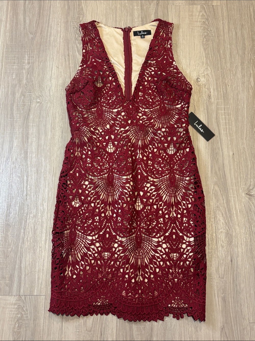 Lulus NWT Truly Beloved Burgundy Lace Bodycon Dress - Picture 3 of 15